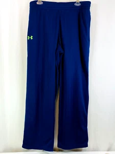 Under Armour Loose Mens XL Blue with Green Spellout Track Pants Training Running - Picture 1 of 8