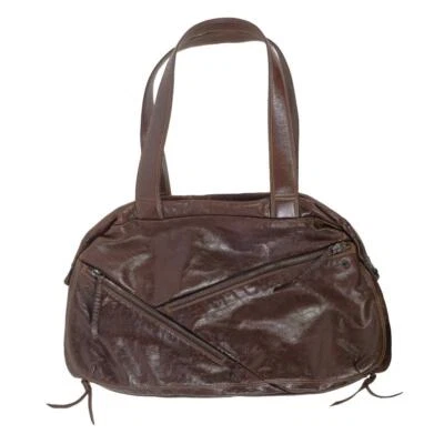 Bolso de Hombro Hobo FRANCESCO BIASIA Holgado Cuero Marrón Oscuro Y2K De Colección Grande Foto 1 de 4