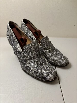 David Aaron Loafers Snake Print Size 7M Handmade Leather Made In Spain - Image 1 of 4