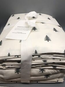 NEW Pottery Barn PINE TREE Sheet Set QUEEN Christmas Holiday 4pc w/ Pillowcases