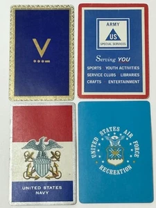 Vintage Lot of 4 Military Army Navy Air Force Single Swap Playing Cards PC84 - Picture 1 of 2