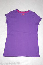 Girls Tee Shirt HANES Purple L 10-12 Crew Neck CAP SLEEVE