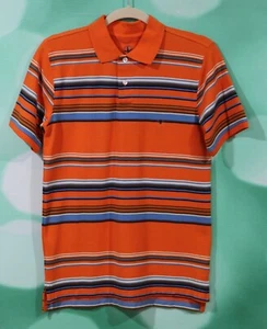 NWT J Khaki Boys Orange Stripe Cotton Polo Shirt Size Medium - Picture 1 of 2