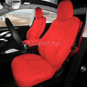 5 Seats Car Full Set Seat Cover Leather Cushion Red For 2020-2024 Tesla Model Y - Picture 1 of 13