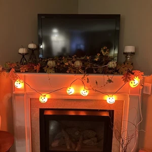 VINTAGE BLINKY 1980's BLOW MOLD HALLOWEEN PUMPKINS STRING LIGHTS *READ BELOW* - Picture 1 of 5