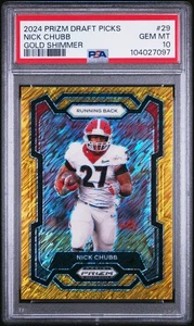 2024 Panini Prizm Draft Picks Football Nick Chubb Gold Shimmer Prizm /10 PSA 10 - Picture 1 of 2