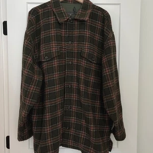 Vintage Le Collezioni Structure Men's Wool Blend Green Brown Plaid Shacket XL - Picture 1 of 9