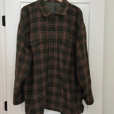 Vintage Le Collezioni Structure Men's Wool Blend Green Brown Plaid Shacket XL - Image 1 of 4