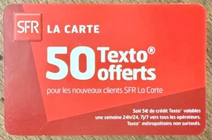SFR LA CARTE 50 TEXT RECHARGE GSM KARTE CALLING CARD KARTE KARTA PAS TELECARTE - Bild 1 von 2