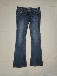 Womens Amethyst Blue Jeans size 7 Boot Cut Bold Colorful Stitching Embroidered - Picture 1 of 24
