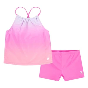 Girls 2-Piece Tankini Swimsuit, Boyshort Style, China Rose Design - Picture 1 of 4