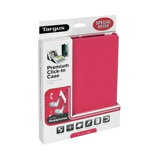 TARGUS PREMIUM CLICK IN CASE FOR IPAD 2 3 4 FREE HEADSET PINK RED BEU3171-01P - Image 1 of 1