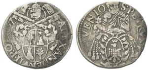 Alexander VII (1655-1667) Avignon silver Carlino 1657 Muntoni 36 Berman-1952 - Picture 1 of 1