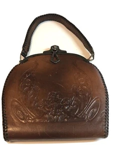 Vintage Jemco Leather Art Nouveau Purse - Patent 1921 - Silverplate Clasp - Picture 1 of 12