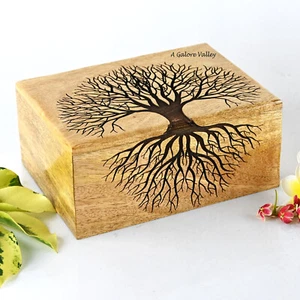 Urna de madera para cenizas humanas y mascotas | Urna decorativa recuerdo funeral árbol de la vida - Imagen 1 de 9