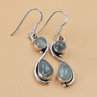 Aquamarin Ohrhänger Sterling Silber 925 Ohrringe Ohrschmuck Damen chan2