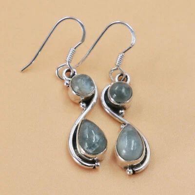 Acquamarina Orecchini Pendenti Argento Sterling 925 Orecchini Donna chan2 - Immagine 1 di 4