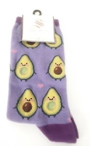 Socksmith Women Crew Socks Holy Guacamole Avocado Lavender Novelty Footwear New