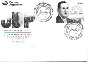 #75177 ARGENTINA-SPAIN 2022 JOINT ISSUE PERON RETURN TO ARGENTINA FDC