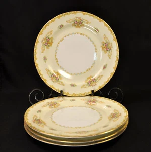 Noritake Akazie 4 Speiseteller 9 7/8" gelb rosa grün Blumen mit Gold 1933-1953 - Bild 1 von 13