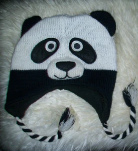 Bear Face Winter Warm Bobble Hat Under The Chin Pom Pom Ties Kids Boys Girls - Picture 1 of 7