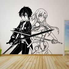 Cartoon Anime Kirito Asuna Wall Sticker Kids Room Japan Manga Sword Weapon