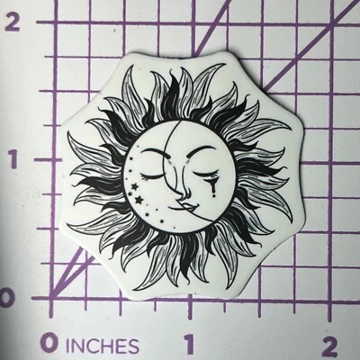 Weep Sun Crescent Moon - B + W - Vinilo Adhesivo Calcomanía Adhesivo Bomb Pen & Ink Lov Foto 1 de 4
