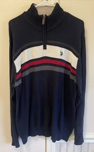 U.S. POLO ASSN.Men’s Sz XL Navy 1/4 Zip Knit Long Sleeve Pullover Sweater - Picture 1 of 12