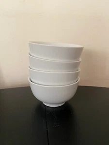 White Rice Dessert Cereal Salad Soup Bowls Porcelain Set of 4 - Picture 1 of 6
