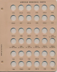 Dansco Coin Album 7100 PAGE 6 ONLY Lincoln Cents 1974-1988 PD Book Cent - Picture 1 of 2