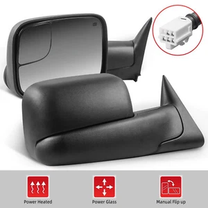 Driver & Passenger Power Adjusting Tow Mirrors For 98-01 Dodge Ram 1500 2500 - Picture 1 of 11