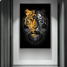 Abstract Gold Black Tiger Canvas Painting Animals Art Poster Prints Art Wall Art