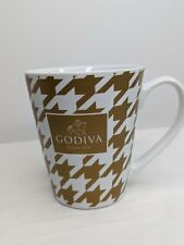 Godiva Belgium Chocolate Coffee Mug Cup 2015 Logo Ceramic Herringbone Gold White