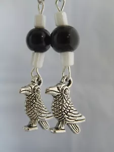 Aussie Rules Aust Football Collingwood black & white, magpie earrings - Picture 1 of 16