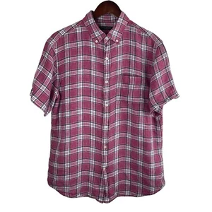 Banana Republic Größe Medium Camden rot kariertes Leinen Button Down Hemd adrett - Bild 1 von 7