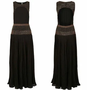 TOPSHOP PREMIUM BLACK MAXI DRESS EMBELLISHED LONG DRESS EVENING COCKTAIL new - Picture 1 of 5