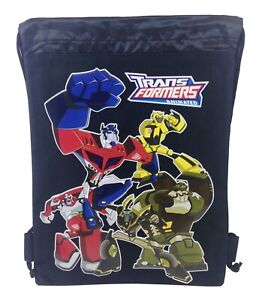 Animated Transformers Drawstring backpack Sport Gym Bag for Kids - Black