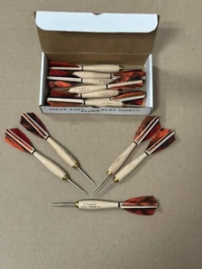 Darts #1 Orange Camo Wooden Barrel 12pc Box-Steel Tip - Picture 1 of 1