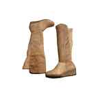 CL by Laundry Side Zip Wedge Heel Knee-High Boot Suede Camel Women's Size US 10