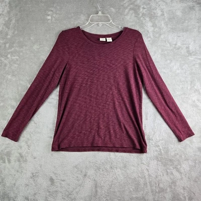 Top Lucy & Laurel para mujer medio granate elástico cuello redondo tejido suave cómodo Foto 1 de 4