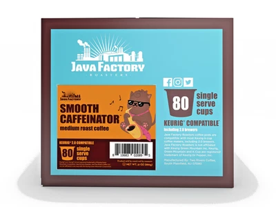 Java Factory Single Cup Coffee Keurig, Smooth Caffeinator Medium Roast, 80 Count - Image 1 of 4