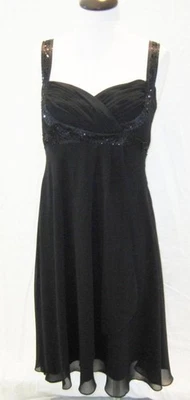 Jones Wear Little Black Dress Beads Chiffon sz 8 Lovely Excellent - Image 1 of 4