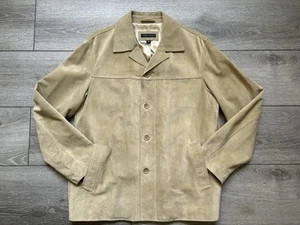 Vintage Banana Republic Men's Beige Suede Jacket Size Medium Relaxed Fit - Picture 1 of 14
