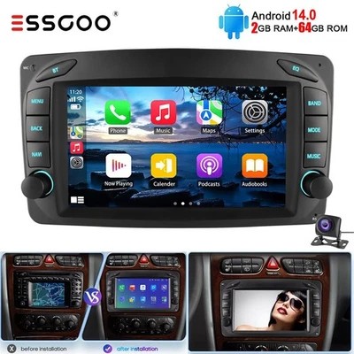 For Mercedes Benz C-W203 W209 CLK320 GPS Radio 7" CarPlay Car Stereo Android 14 Foto 1 de 4