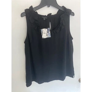 Talbots sleeveless blouse women's size S black ruffle classic career basic - Picture 1 of 5