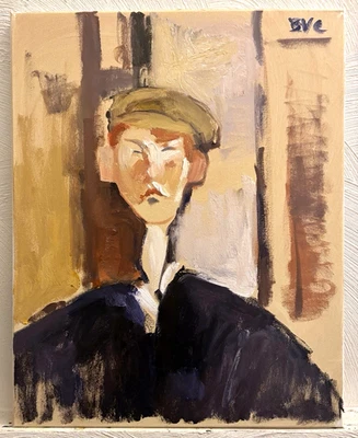 Boceto al óleo Modigliani 2025 cubismo pintura moderna sobre lienzo 16x20 BVC original  Foto 1 de 2