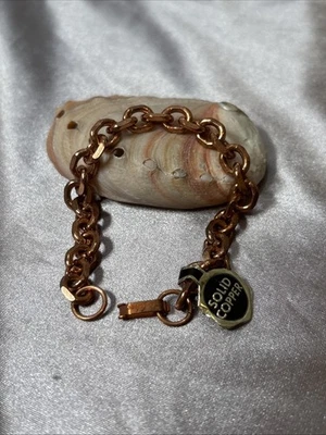 "Cadena de pulsera de cobre macizo, pura, joyería 7,5""" Foto 1 de 4