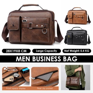 Men's Shoulder Messenger Bag Business Leather Handbag Outdoor Sport Bag Fashion - Picture 1 of 25