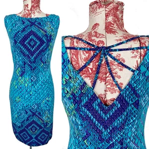 Halebob STRAPPY BACK Dress DRAGON MERMAID Open Cutout Sexy Turquoise Snake Print - Picture 1 of 12