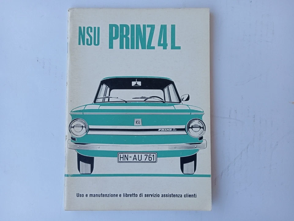 NSU PRINZ 4 L USO E MANUNTENZIONE E LIBRETTO DI SERVIZIO ASSISTENZA CLIENTI - Imagen 1 de 4